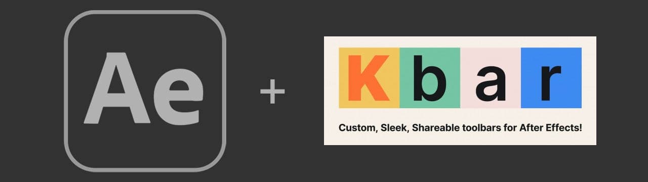 After Effects interface with a custom kBar toolbar visible.